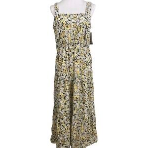 Social Standard yellow Women's 3 Tier Smocked Tied Maxi Sundress Floral Size‎ XL